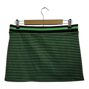 115 Future Collective Green Black Striped Mini Skirt Size M Length Bodycon